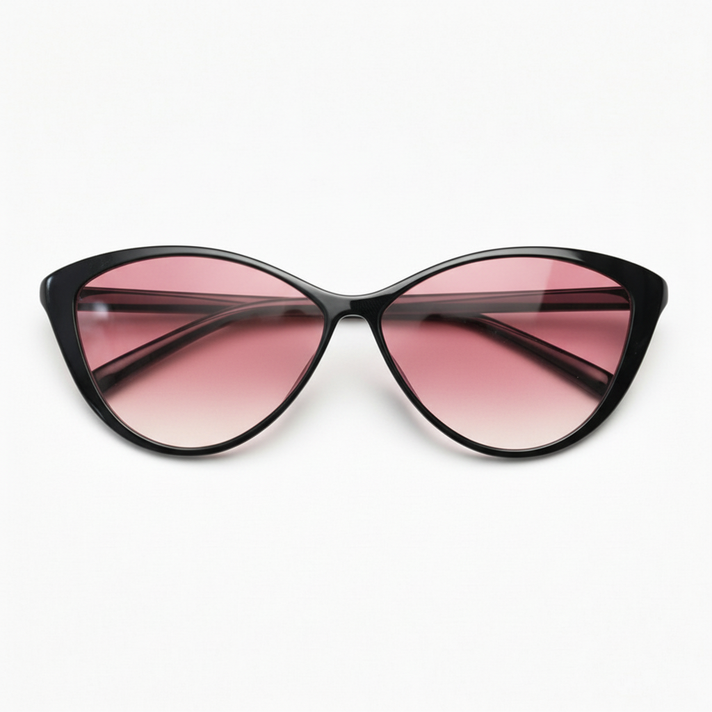 Carol Pink Gradient Lens Sunglasses - Glossy black Cat-eye TR90 Frame