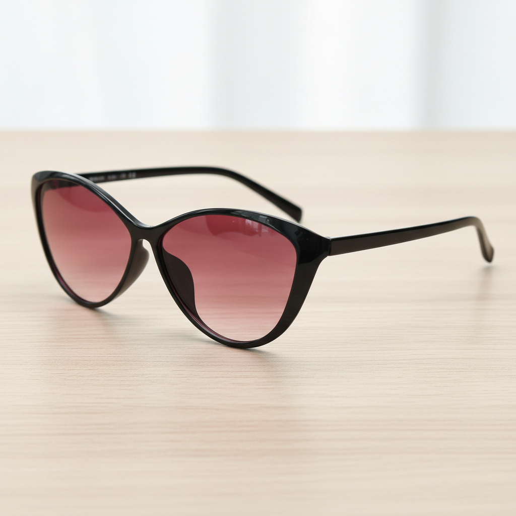 Carol Pink Gradient Lens Sunglasses - Glossy black Cat-eye TR90 Frame