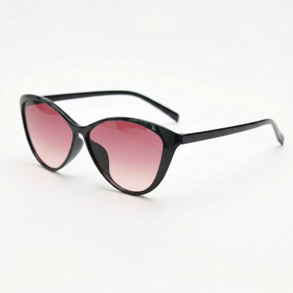 Carol Pink Gradient Lens Sunglasses - Glossy black Cat-eye TR90 Frame