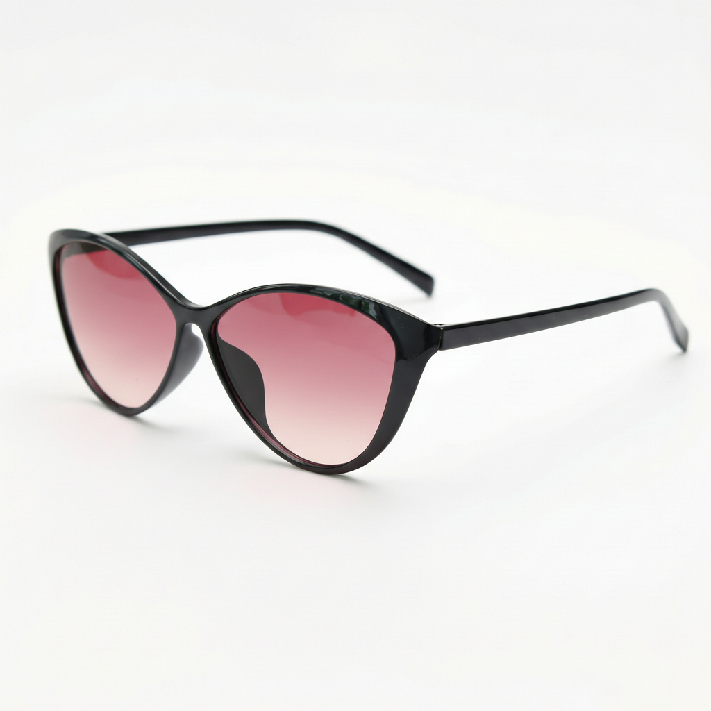 Carol Pink Gradient Lens Sunglasses - Glossy black Cat-eye TR90 Frame