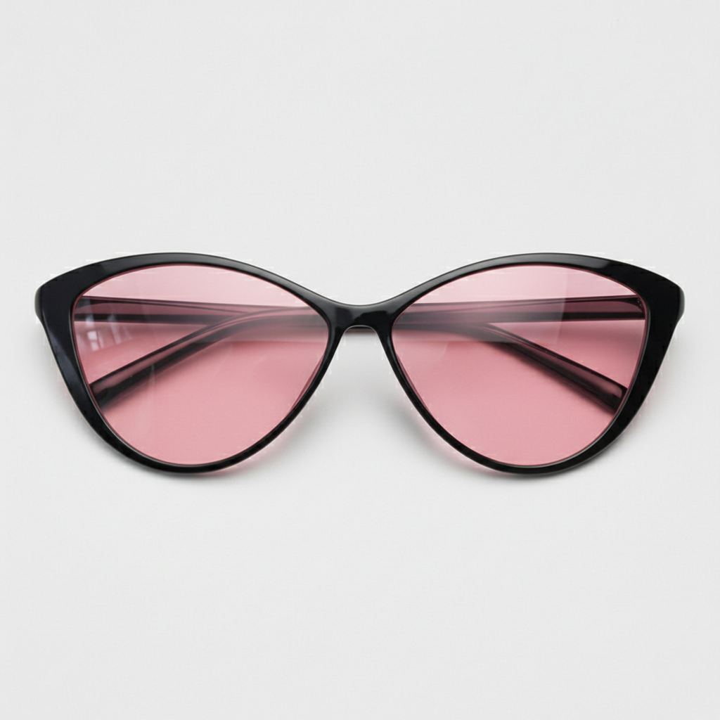 Carol Pink Tinted Lens Sunglasses - Glossy black Cat-eye TR90 Frame