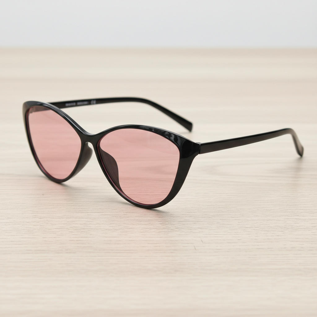 Carol Pink Tinted Lens Sunglasses - Glossy black Cat-eye TR90 Frame