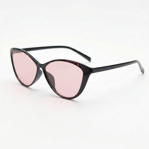 Carol Pink Tinted Lens Sunglasses - Glossy black Cat-eye TR90 Frame