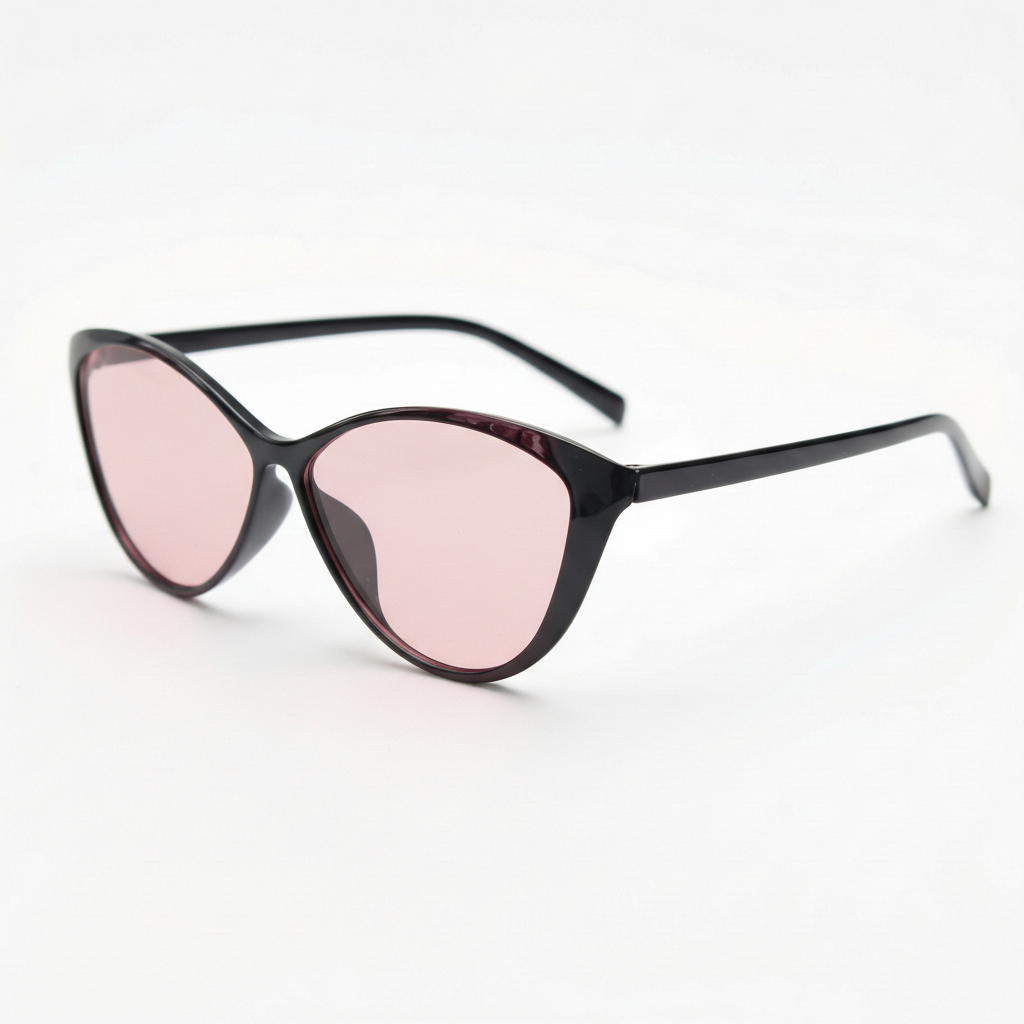 Carol Pink Tinted Lens Sunglasses - Glossy black Cat-eye TR90 Frame
