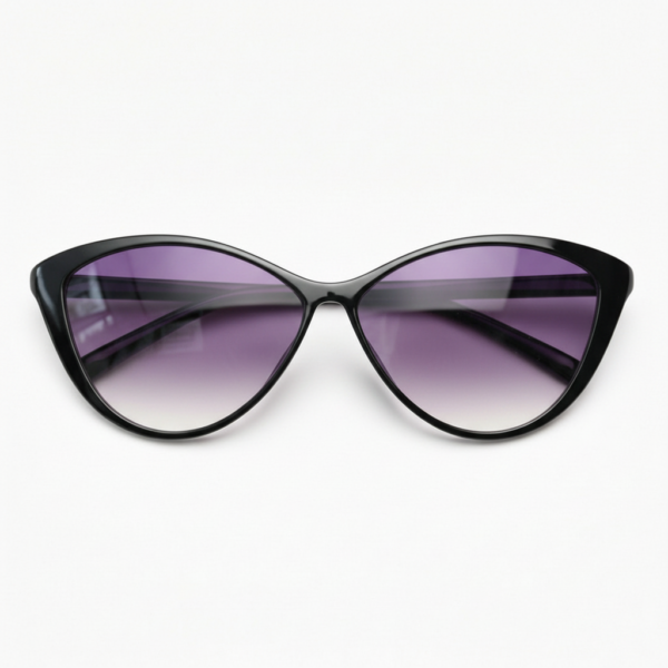 Carol Purple Gradient Lens Sunglasses - Glossy black Cat-eye TR90 Frame