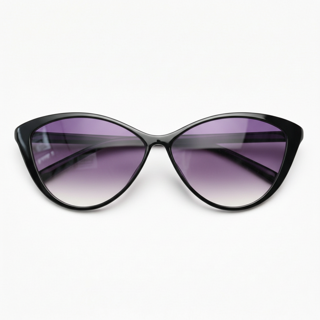 Carol Purple Gradient Lens Sunglasses - Glossy black Cat-eye TR90 Frame