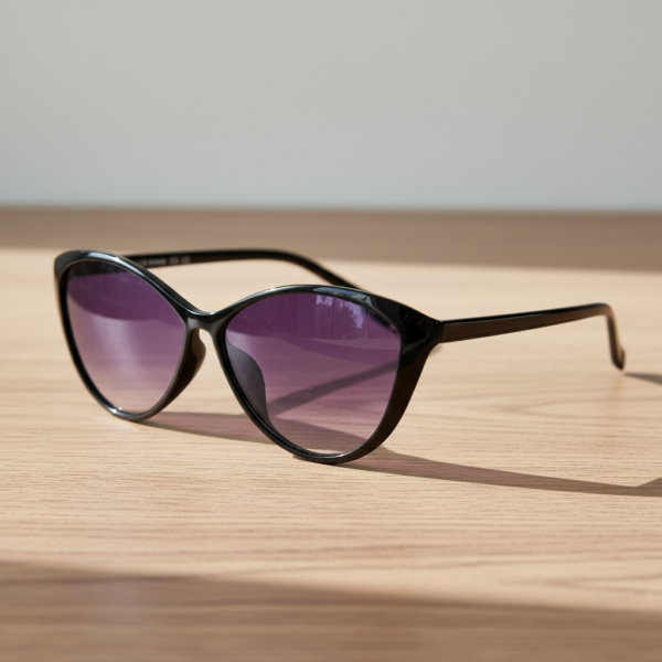 Carol Purple Gradient Lens Sunglasses - Glossy black Cat-eye TR90 Frame