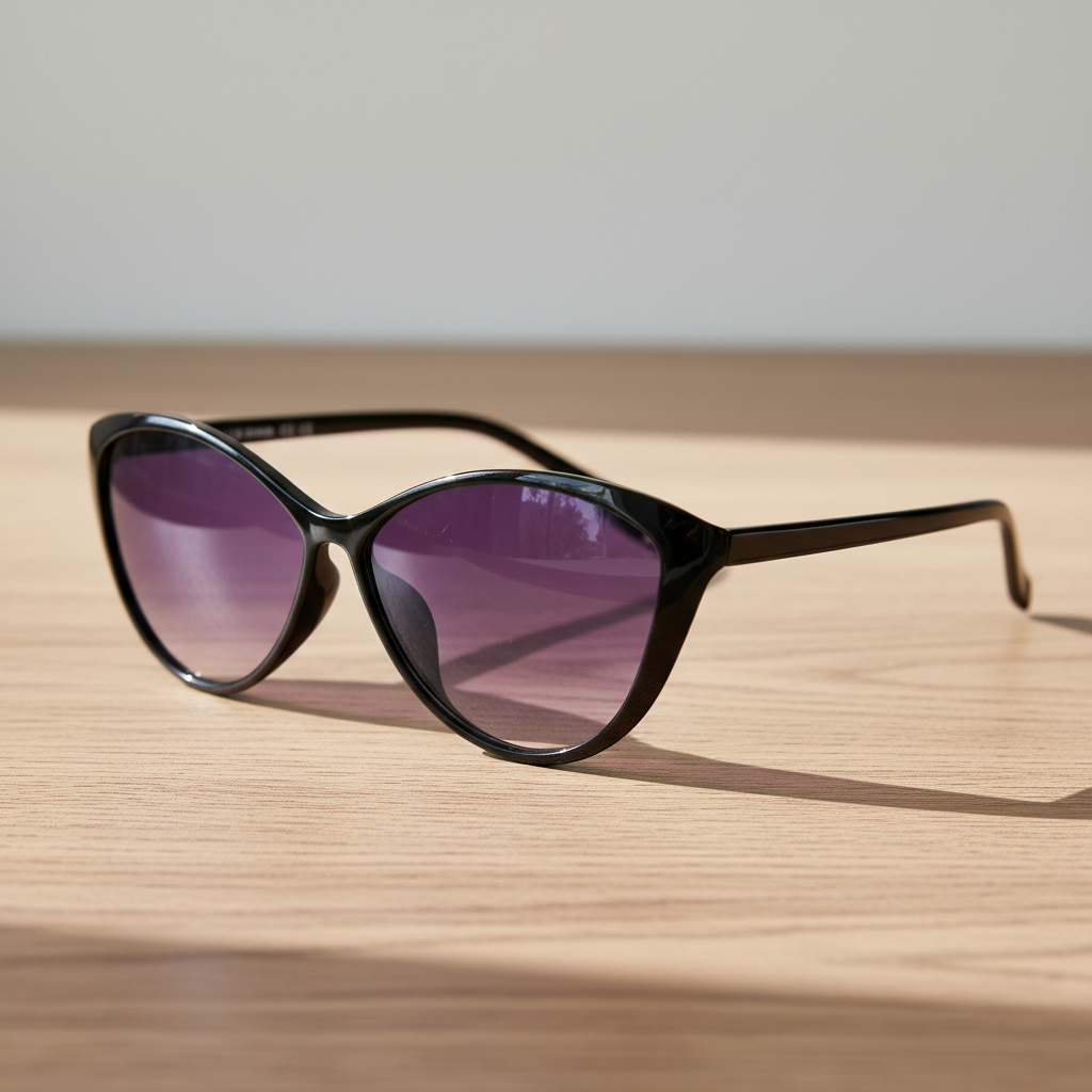 Carol Purple Gradient Lens Sunglasses - Glossy black Cat-eye TR90 Frame