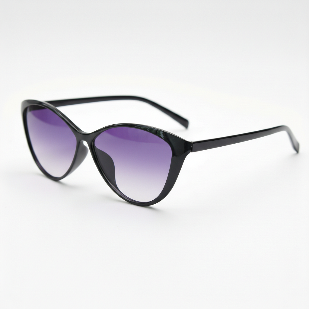 Carol Purple Gradient Lens Sunglasses - Glossy black Cat-eye TR90 Frame