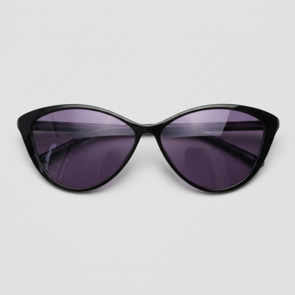 Carol Purple Tinted Lens Sunglasses - Glossy black Cat-eye TR90 Frame
