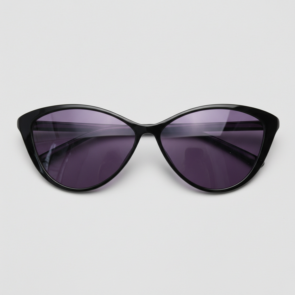 Carol Purple Tinted Lens Sunglasses - Glossy black Cat-eye TR90 Frame