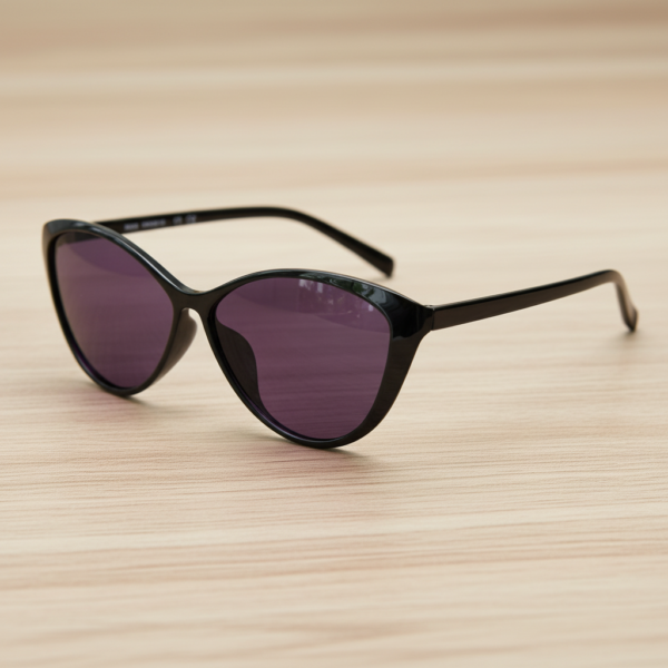 Carol Purple Tinted Lens Sunglasses - Glossy black Cat-eye TR90 Frame