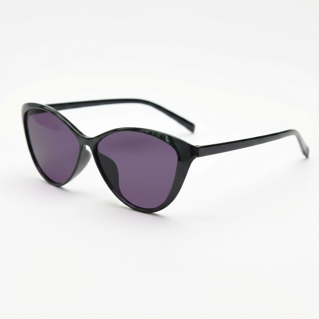 Carol Purple Tinted Lens Sunglasses - Glossy black Cat-eye TR90 Frame