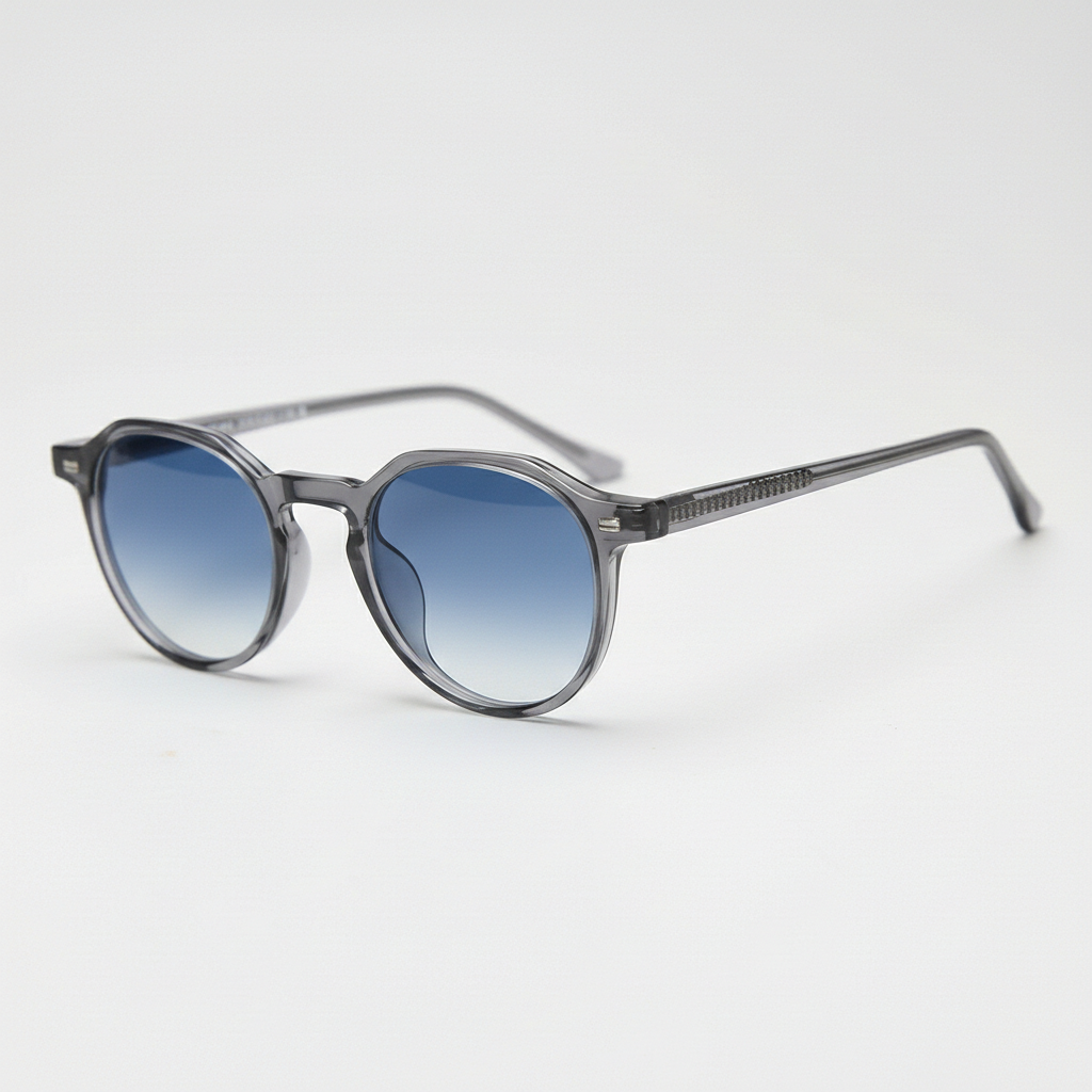 Cherry Blue Gradient Lens Sunglasses - Grey Geometric TR90 Frame