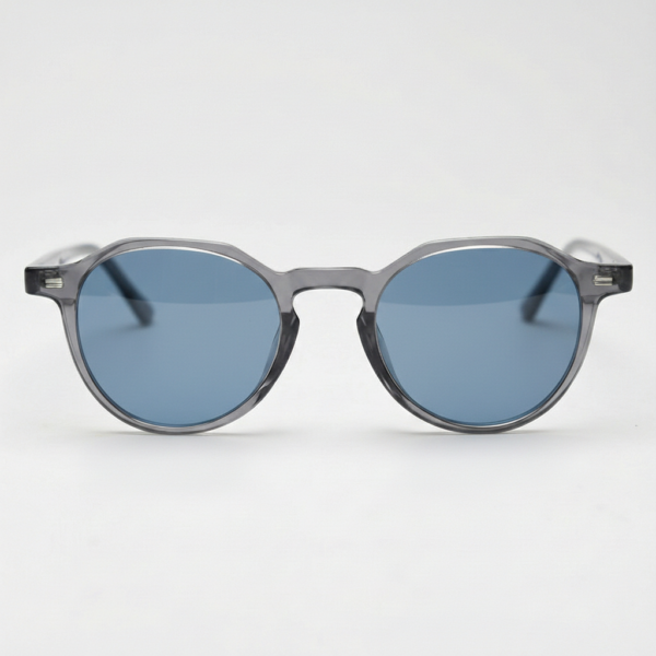 Cherry Blue Tinted Lens Sunglasses - Grey Geometric TR90 Frame