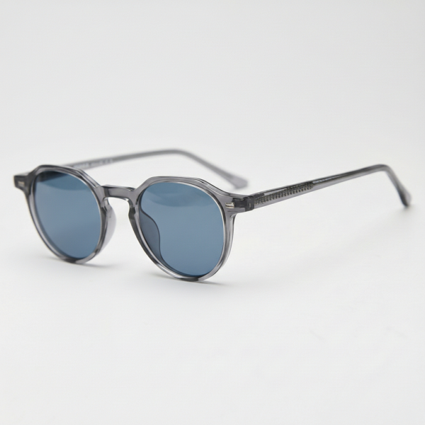 Cherry Blue Tinted Lens Sunglasses - Grey Geometric TR90 Frame