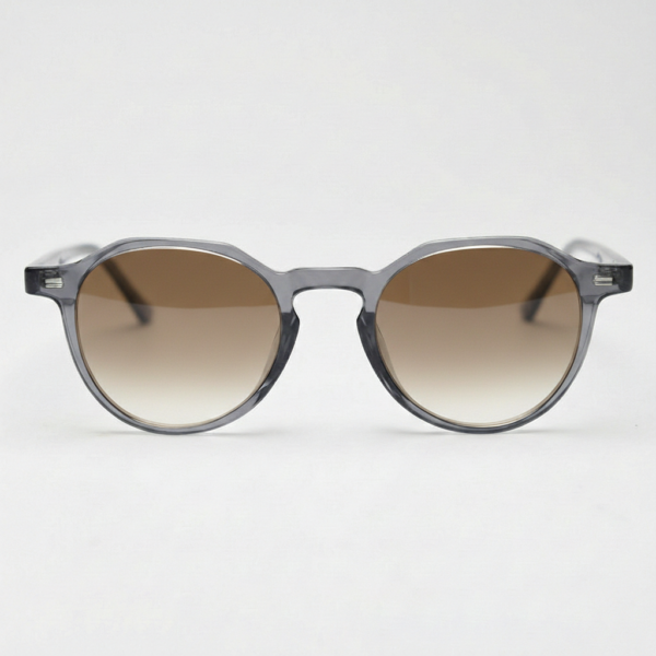 Cherry Brown Gradient Lens Sunglasses - Grey Geometric TR90 Frame