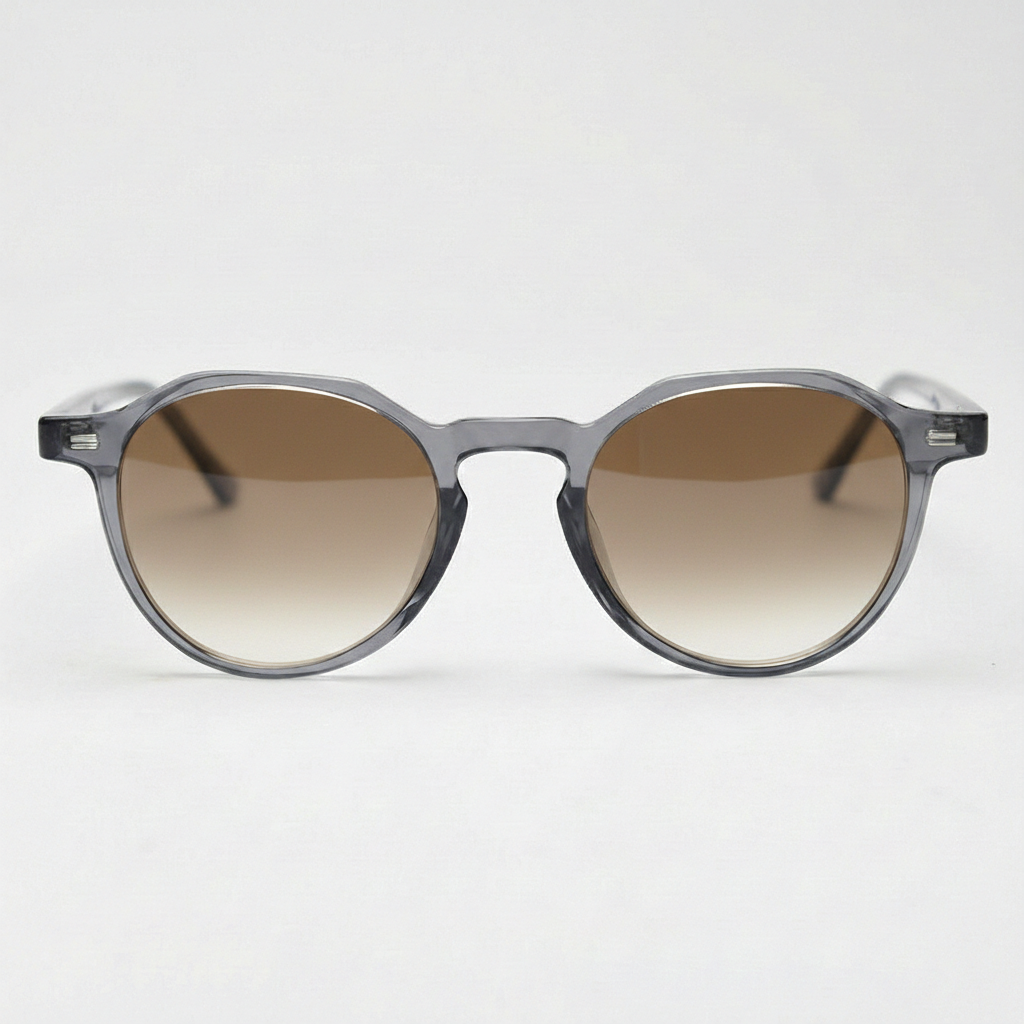 Cherry Brown Gradient Lens Sunglasses - Grey Geometric TR90 Frame