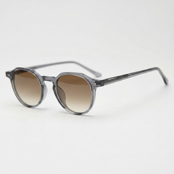 Cherry Brown Gradient Lens Sunglasses - Grey Geometric TR90 Frame