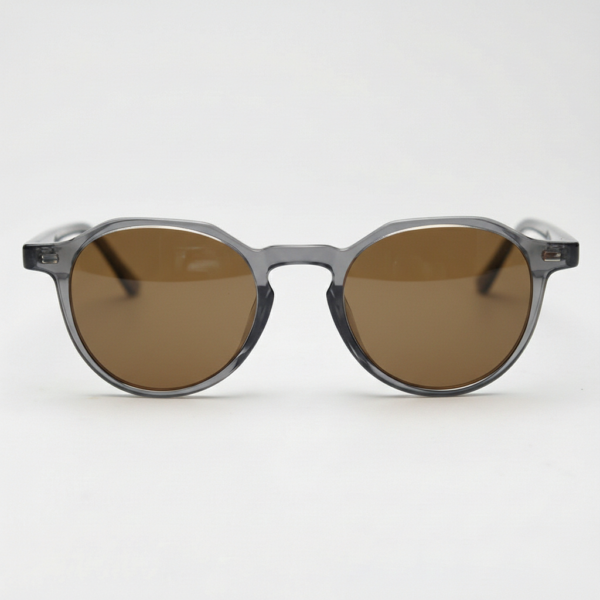 Cherry Brown Tinted Lens Sunglasses - Grey Geometric TR90 Frame