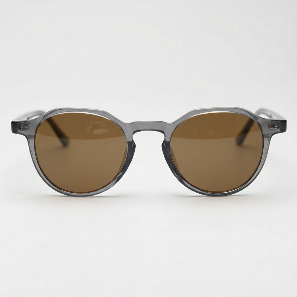 Cherry Brown Tinted Lens Sunglasses - Grey Geometric TR90 Frame
