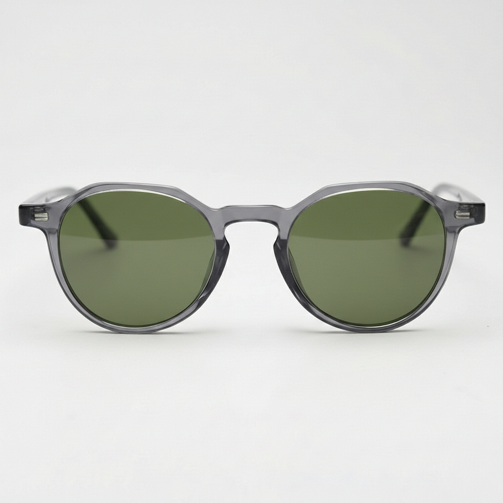 Cherry Green Tinted Lens Sunglasses - Grey Geometric TR90 Frame