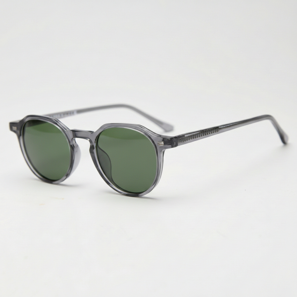 Cherry Green Tinted Lens Sunglasses - Grey Geometric TR90 Frame
