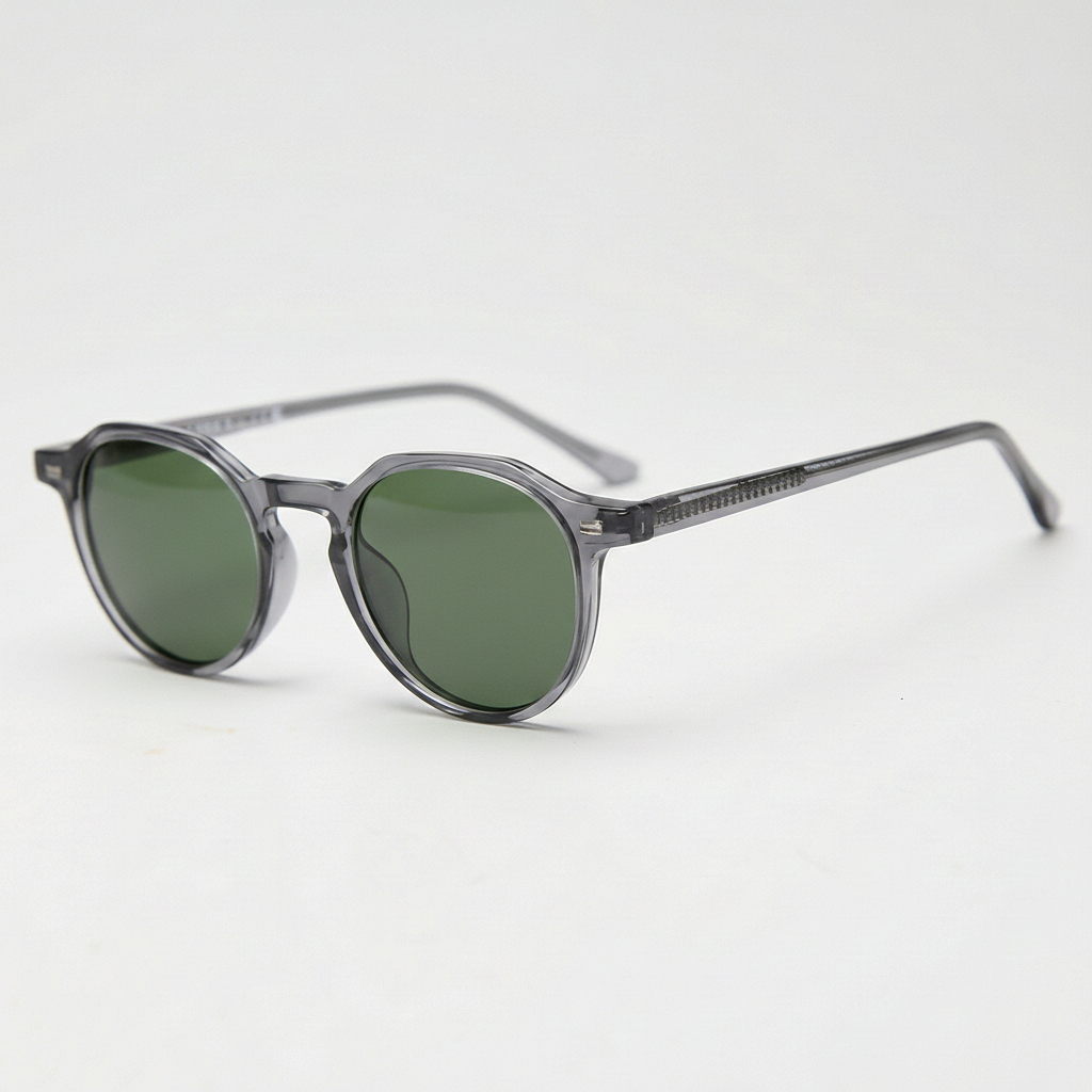 Cherry Green Tinted Lens Sunglasses - Grey Geometric TR90 Frame