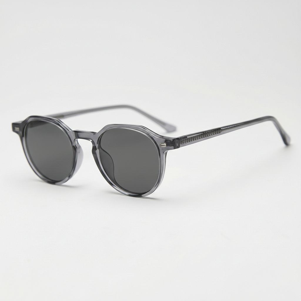Cherry Grey Tinted Lens Sunglasses - Grey Geometric TR90 Frame