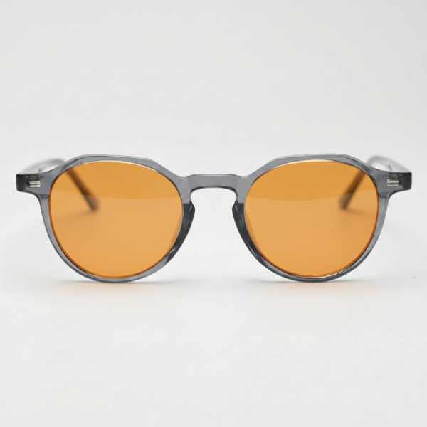 Cherry Orange Tinted Lens Sunglasses - Grey Geometric TR90 Frame