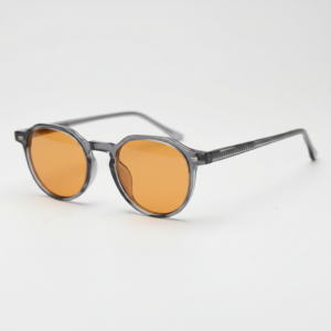 Cherry Orange Tinted Lens Sunglasses - Grey Geometric TR90 Frame