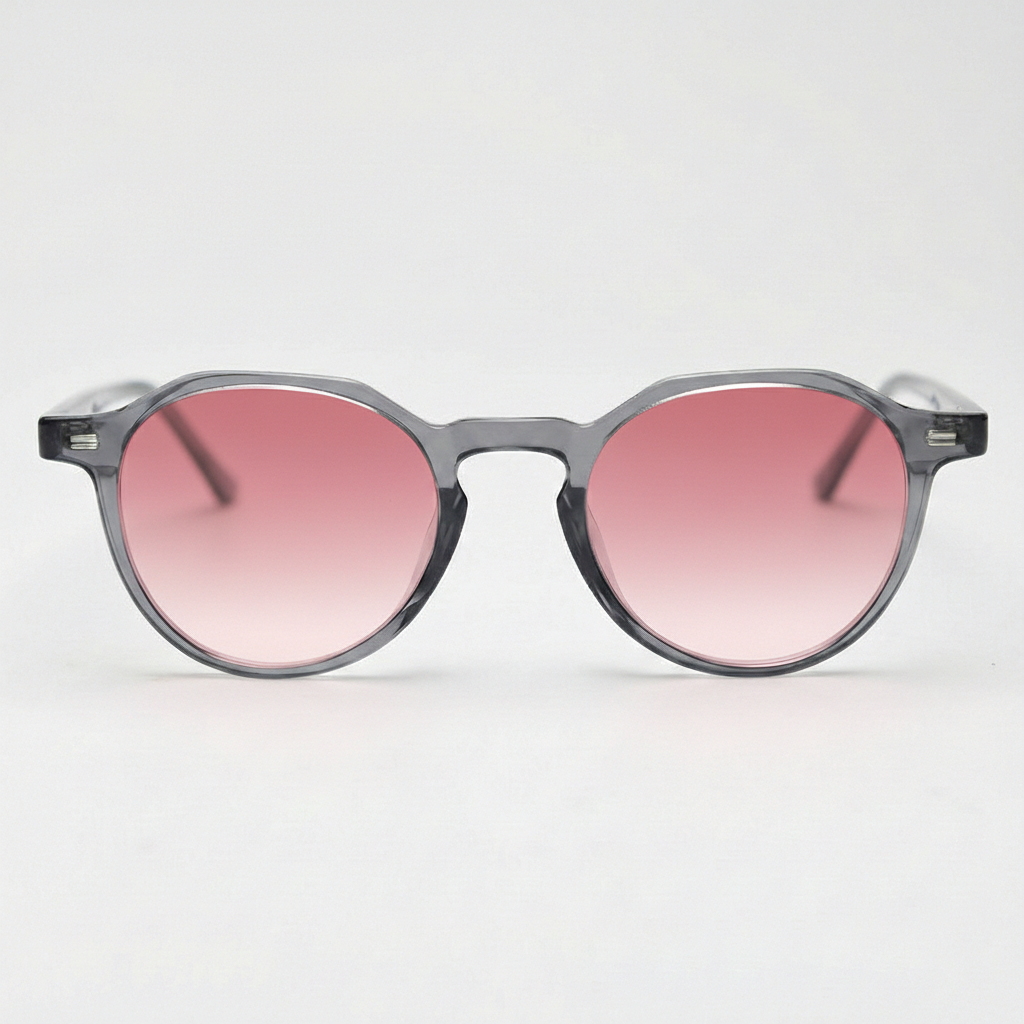 Cherry Pink Gradient Lens Sunglasses - Grey Geometric TR90 Frame
