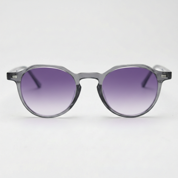 Cherry Purple Gradient Lens Sunglasses - Grey Geometric TR90 Frame