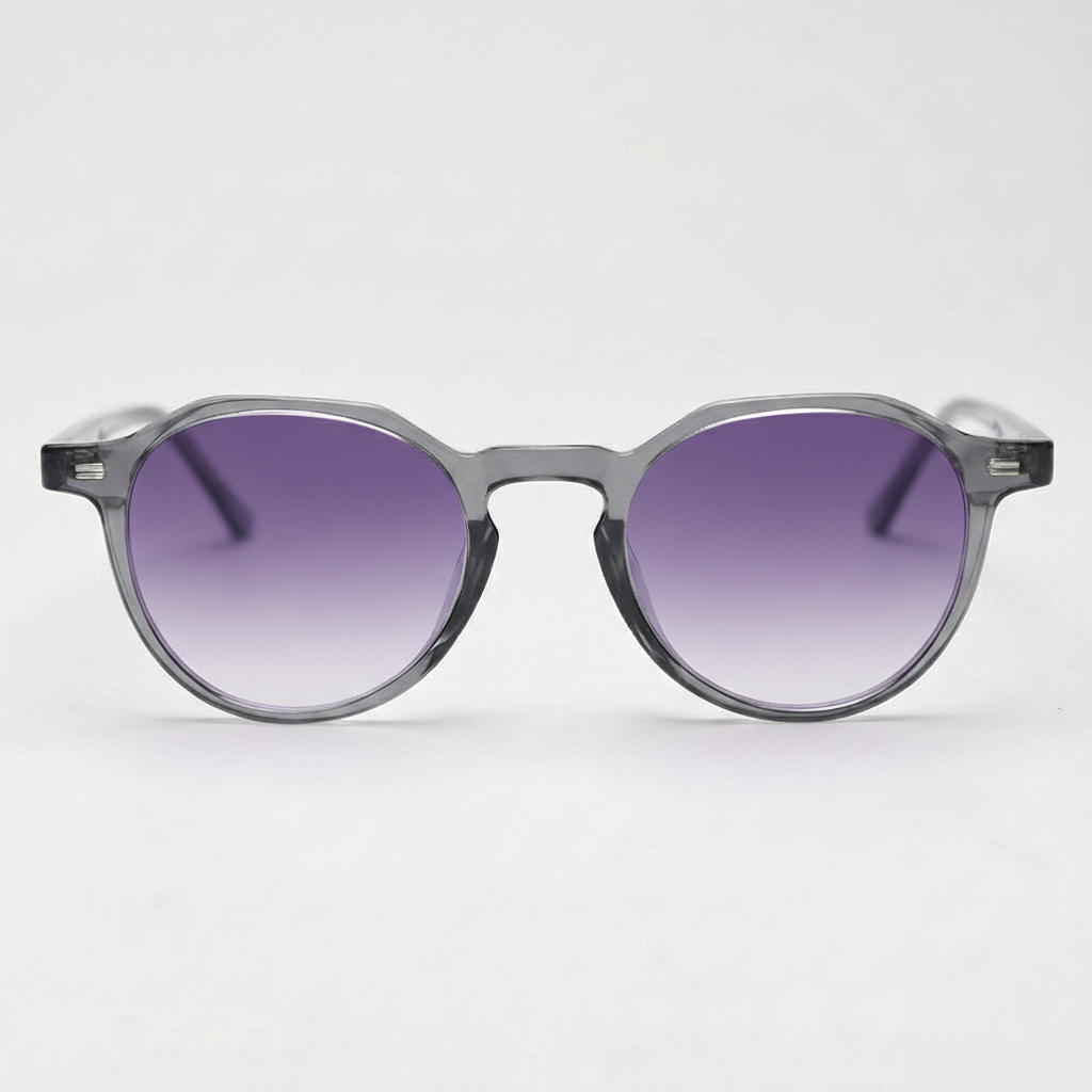 Cherry Purple Gradient Lens Sunglasses - Grey Geometric TR90 Frame