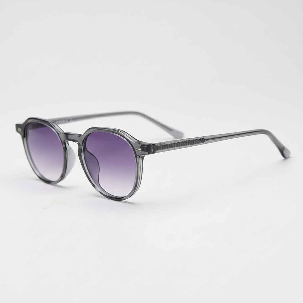 Cherry Purple Gradient Lens Sunglasses - Grey Geometric TR90 Frame