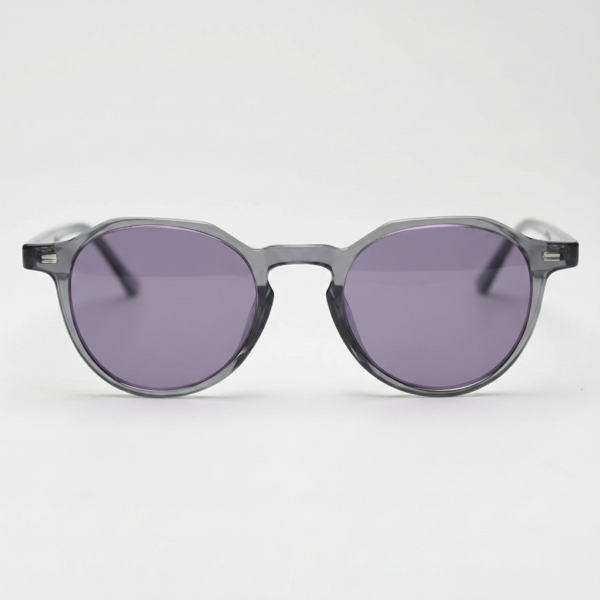 Cherry Purple Tinted Lens Sunglasses - Grey Geometric TR90 Frame