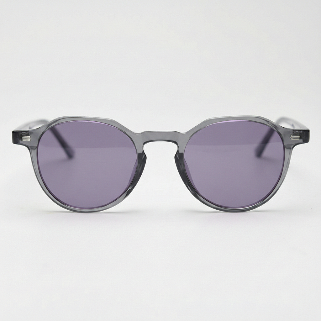 Cherry Purple Tinted Lens Sunglasses - Grey Geometric TR90 Frame