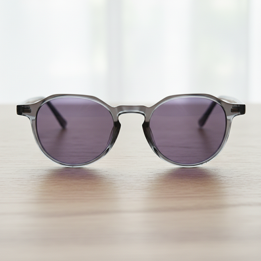 Cherry Purple Tinted Lens Sunglasses - Grey Geometric TR90 Frame