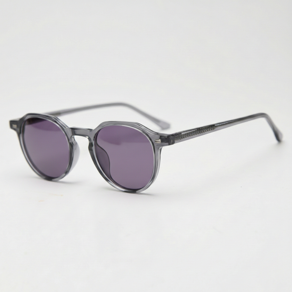 Cherry Purple Tinted Lens Sunglasses - Grey Geometric TR90 Frame