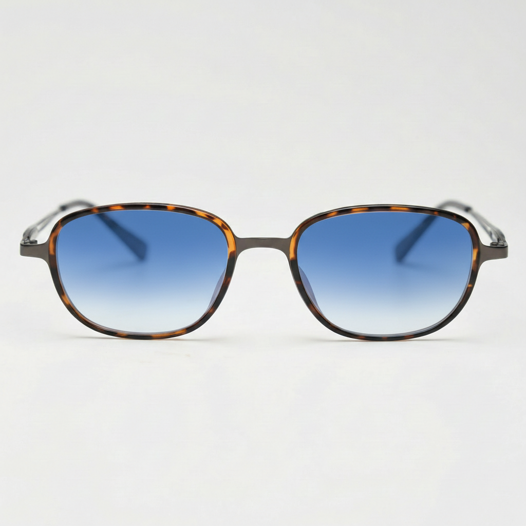 Dale Blue Gradient Lens Sunglasses - Tortoise Oval TR90 Frame