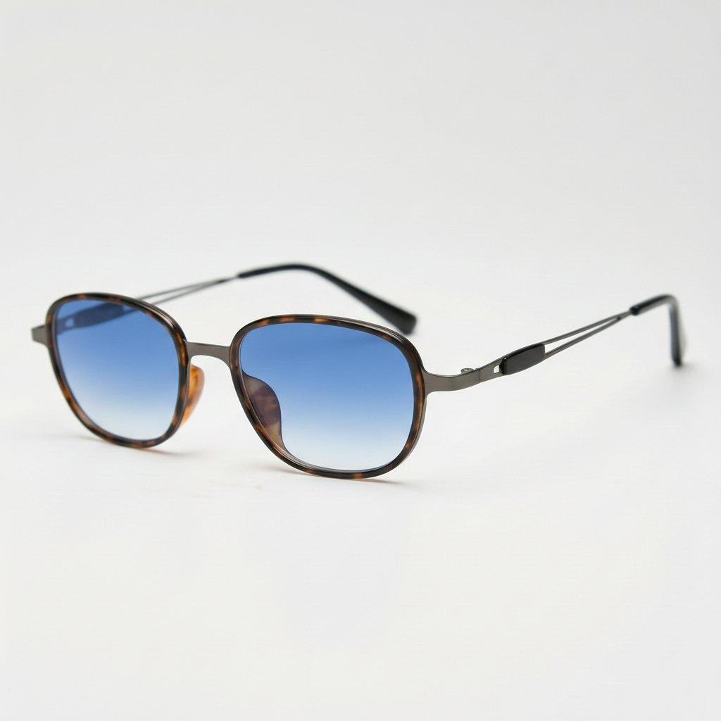 Dale Blue Gradient Lens Sunglasses - Tortoise Oval TR90 Frame