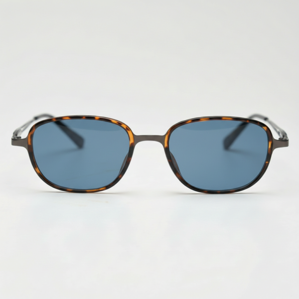 Dale Blue Tinted Lens Sunglasses - Tortoise Oval TR90 Frame