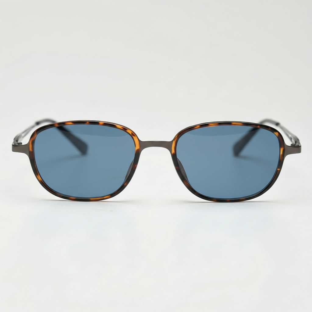 Dale Blue Tinted Lens Sunglasses - Tortoise Oval TR90 Frame