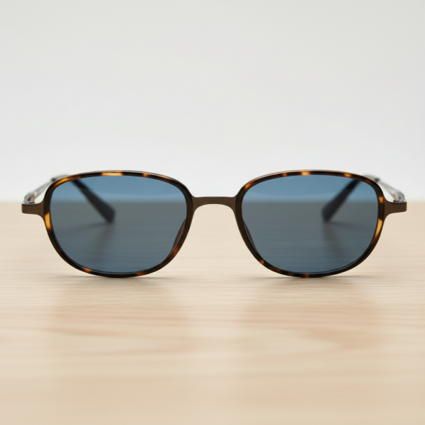Dale Blue Tinted Lens Sunglasses - Tortoise Oval TR90 Frame
