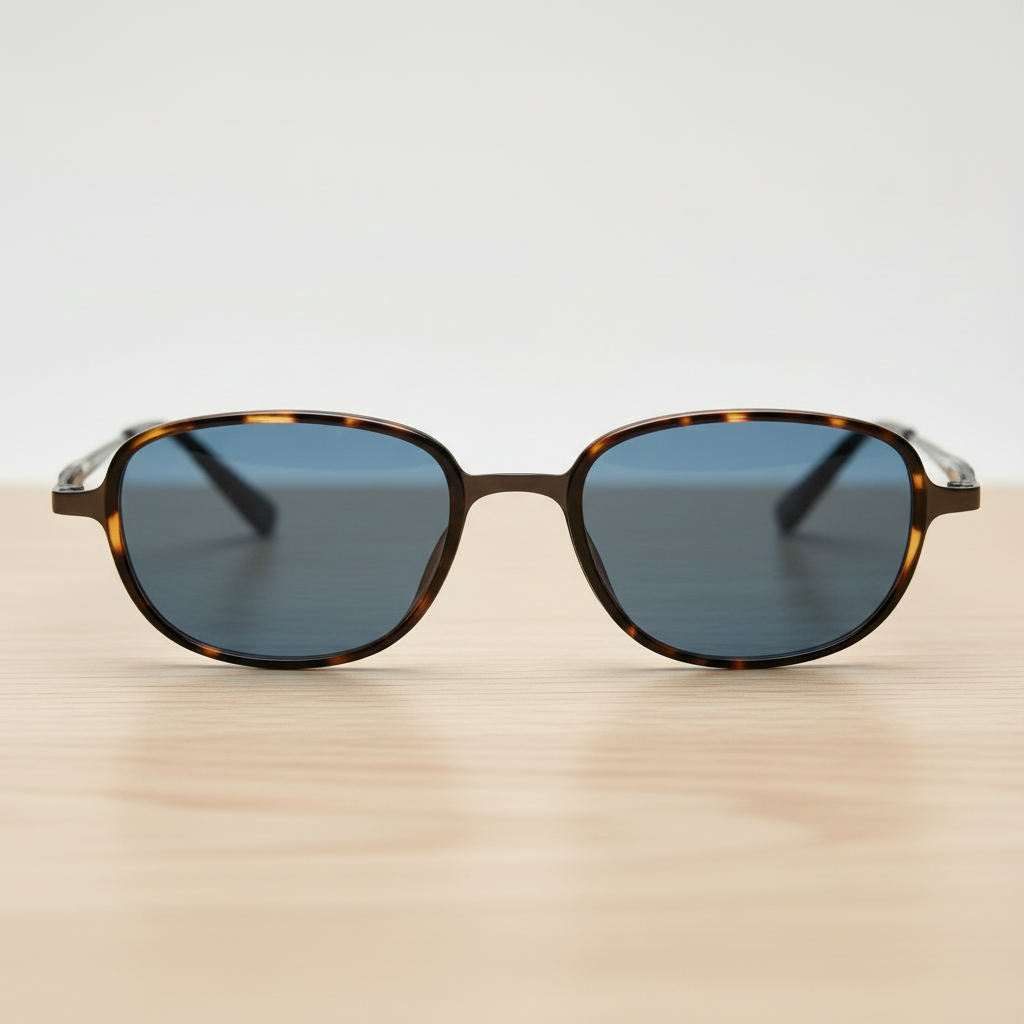 Dale Blue Tinted Lens Sunglasses - Tortoise Oval TR90 Frame