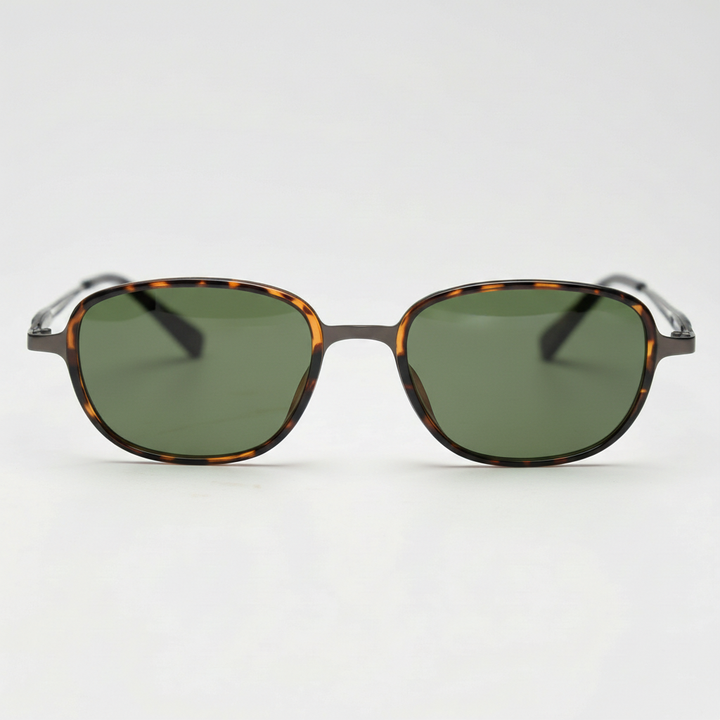 Dale Green Tinted Lens Sunglasses - Tortoise Oval TR90 Frame