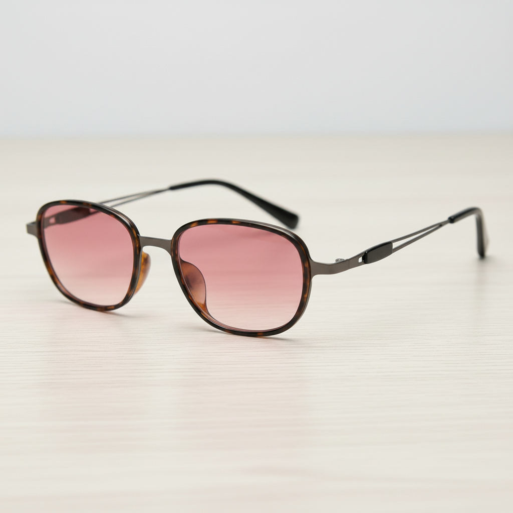 Dale Pink Gradient Lens Sunglasses - Tortoise Oval TR90 Frame