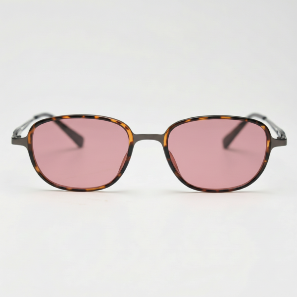 Dale Pink Tinted Lens Sunglasses - Tortoise Oval TR90 Frame