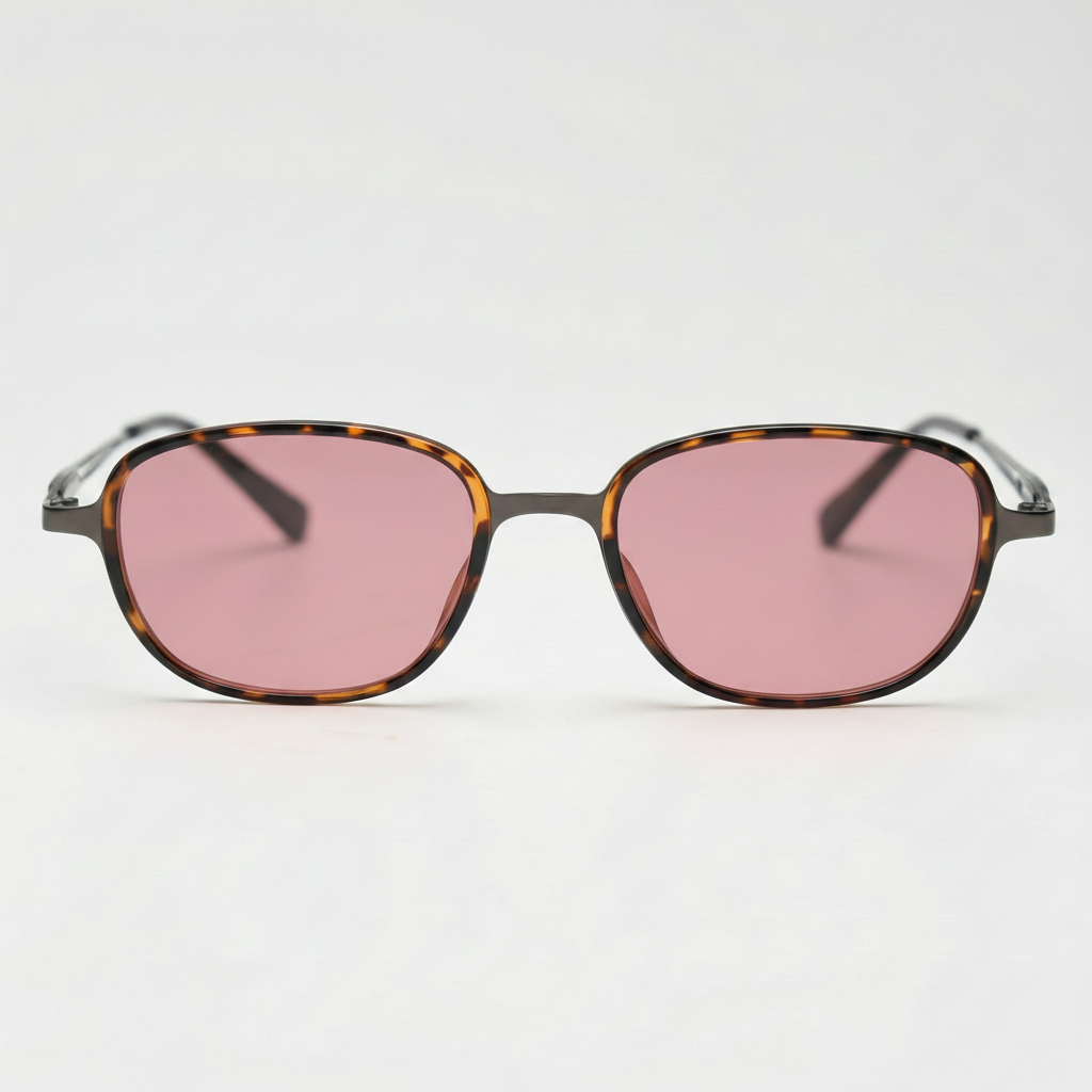 Dale Pink Tinted Lens Sunglasses - Tortoise Oval TR90 Frame