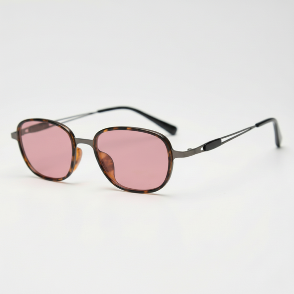 Dale Pink Tinted Lens Sunglasses - Tortoise Oval TR90 Frame